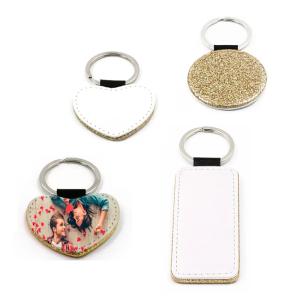 Porte-clés simili cuir doré avec paillettes (différentes formes)