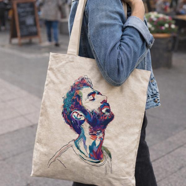 Borsa tote in lino rustico ideale per merchandising personalizzato