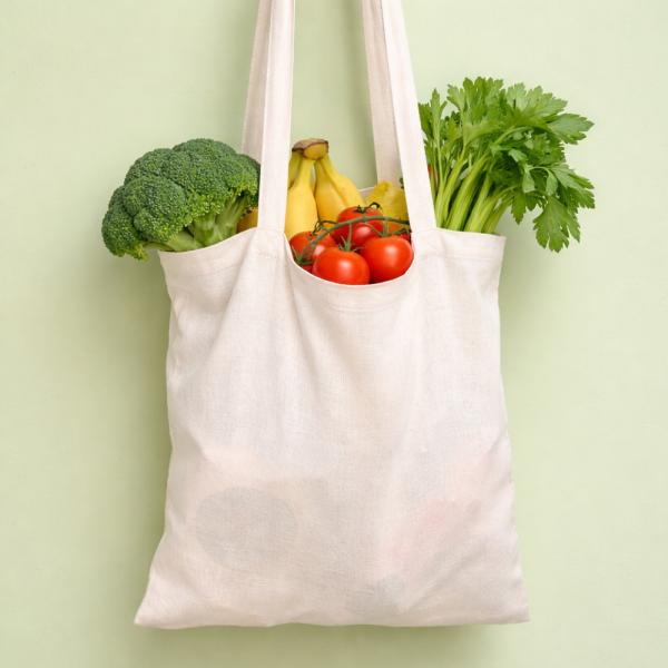 Borsa in tessuto 100% cotone color panna per stampa professionale