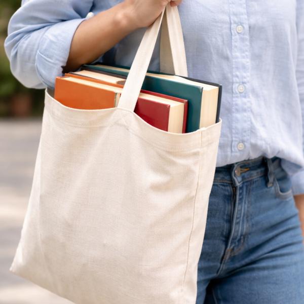 Tote bag in cotone resistente di grammatura professionale per uso quotidiano