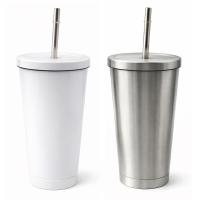 Tasse en acier inoxydable avec paille 450ML