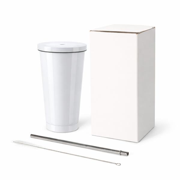 Tasse en acier inoxydable avec paille 450ML