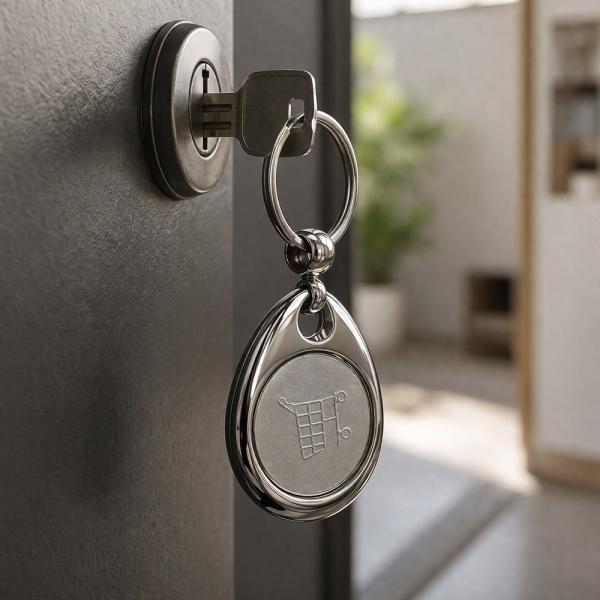 Metal keychain with coin for shopping cart MH-25 CARRO