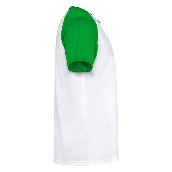 T-shirt Roly Indianapolis in colore verde e bianco per sublimazione