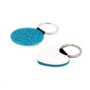 Llaveros de símil piel azul con purpurina (varias formas) 2