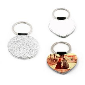 Silver leatherette keychains with glitter (various shapes)