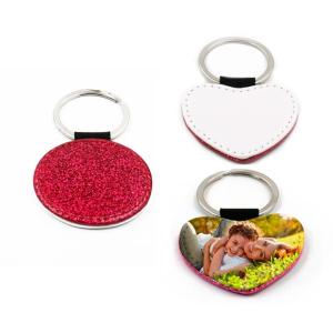 Porte-clés simili cuir rose avec paillettes (différentes formes)