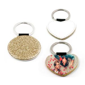 Gold leatherette keychains with glitter (various shapes)