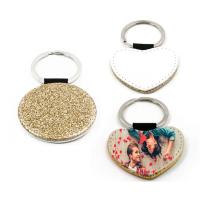 Gold leatherette keychains with glitter (various shapes)
