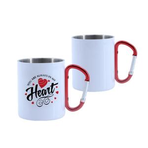 Tasses en acier avec poignée de mousqueton 10oz (Blanc)