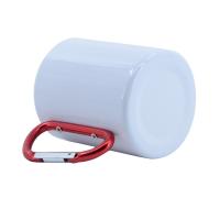 10oz Stainless steel mug with carabiner handler (White)