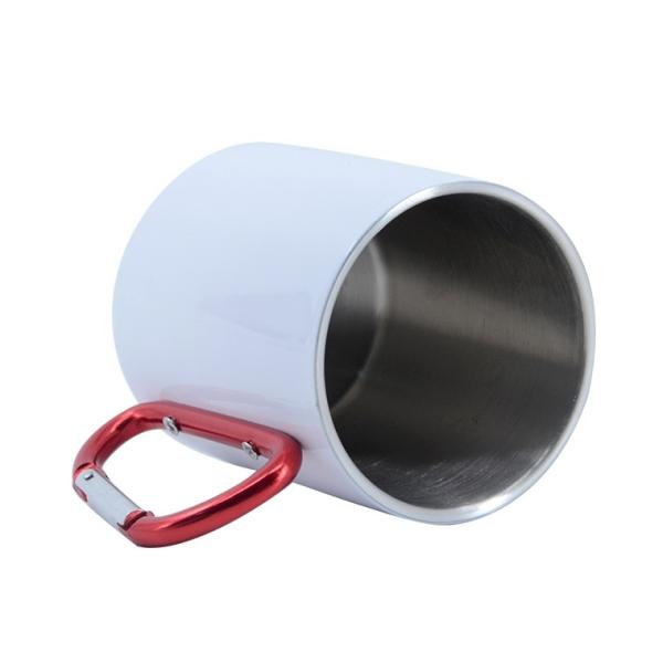 Taza de acero con asa de mosquetón 10 oz (Blanca)