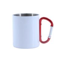 Taza de acero con asa de mosquetón 10 oz (Blanca)