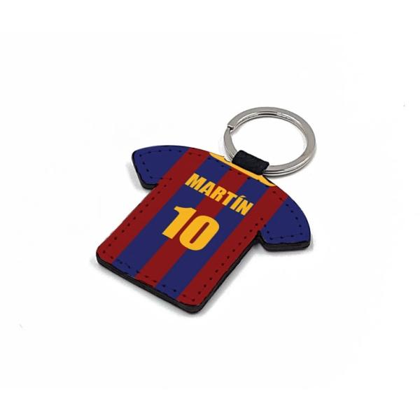 Blue leatherette keychains (various shapes)