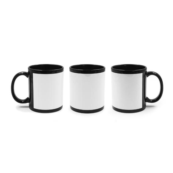 Black mug with white rectangle