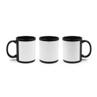 Tazas negras con recuadro blanco personalizable por sublimación