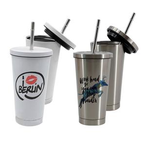 Tazas termo de acero inoxidable con pajita 450 ml