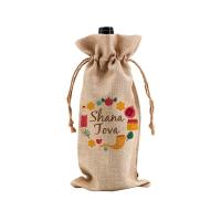 Sac à vin aspect toile de jute 17 x 34 cm