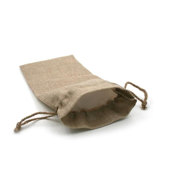 Sac à vin aspect toile de jute 17 x 34 cm