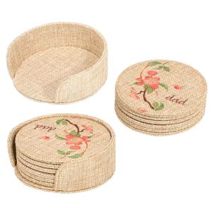 Round burlap coasters (Pack 6)