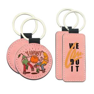 Porte-clés en similcuir rose pastel (différentes formes) 2