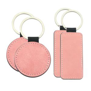 Porte-clés en similcuir rose pastel (différentes formes)