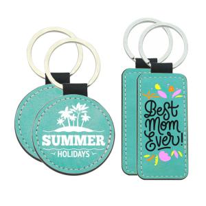 Llaveros de símil piel azul pastel (varias formas) 2