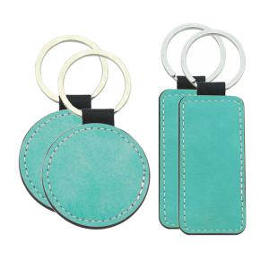 Llaveros de símil piel azul pastel (varias formas)