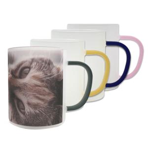 Colored frosted glass mugs