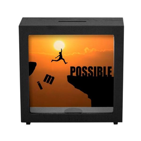 Hucha de madera en forma de marco 16,5x16,5 cm