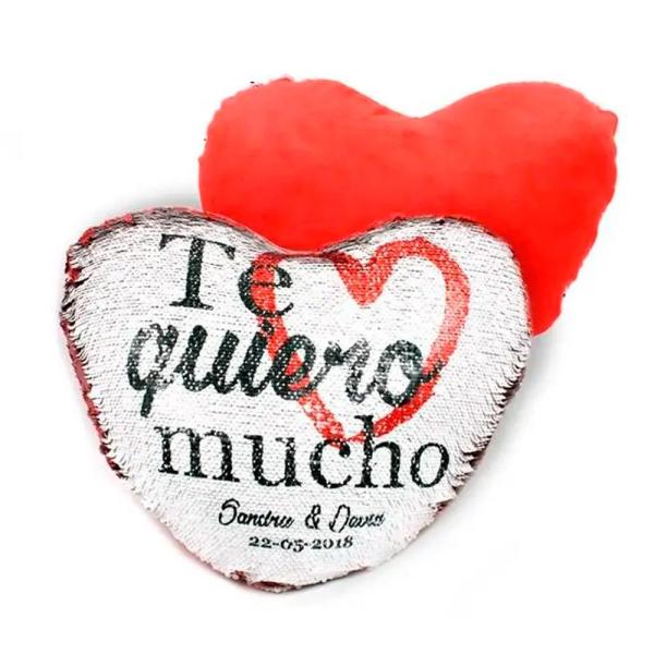 Fundas de cojín corazón de lentejuelas reversibles para sublimación