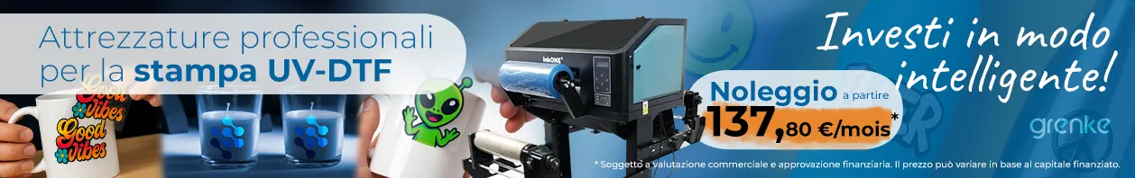 Stampa UV DTF a noleggio presso Sublimet con Grenke